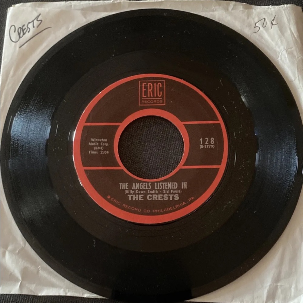 The Crests The Angels Listened In / Step By Step 45 Rpm Eric Records Doo Wop